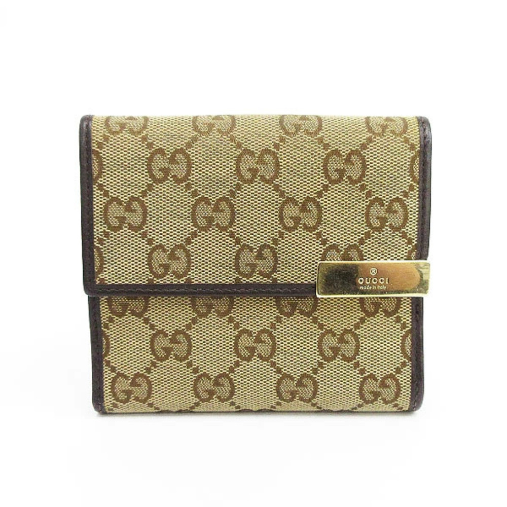 GUCCI GG double snap wallet Brown canvas leather